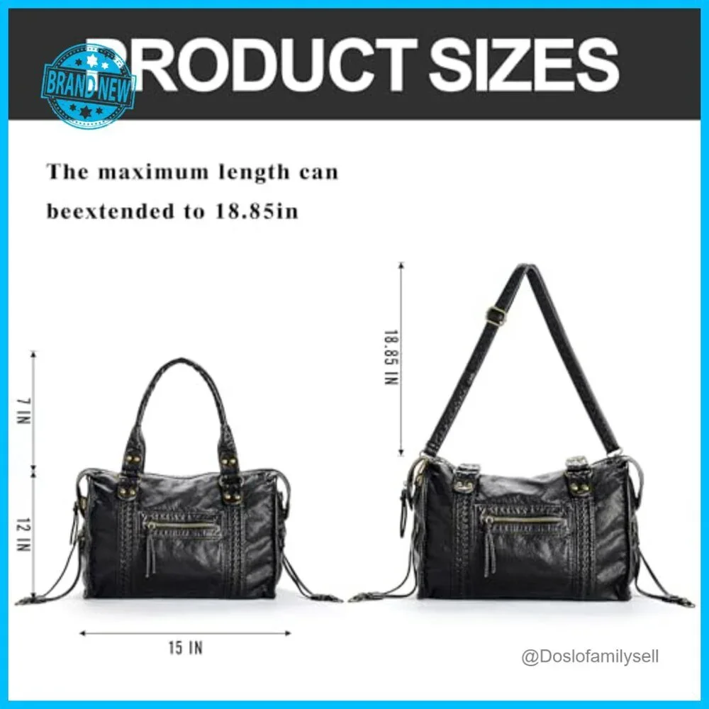 Large Hobo Crossbody Bag Vintage Y2K Style Soft Leather Tote Shoulder Purse
